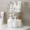image360 Rotating Makeup Organizer for Vanity Bathroom Countertop Spinning Perfume Organizer HighCapacity Cosmetic and Skincare Dresser Make Up Holder Rack 2 Tiers GreyPearl White