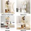 image360 Rotating Makeup Organizer for Vanity Bathroom Countertop Spinning Perfume Organizer HighCapacity Cosmetic and Skincare Dresser Make Up Holder Rack 2 Tiers GreyPearl White