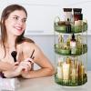 image360 Rotating Makeup Organizer for Vanity Bathroom Countertop Spinning Perfume Organizer HighCapacity Cosmetic and Skincare Dresser Make Up Holder Rack 2 Tiers GreyGem Green