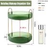 image360 Rotating Makeup Organizer for Vanity Bathroom Countertop Spinning Perfume Organizer HighCapacity Cosmetic and Skincare Dresser Make Up Holder Rack 2 Tiers GreyGem Green