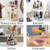 image360 Rotating Makeup Organizer for Vanity Bathroom Countertop Spinning Perfume Organizer HighCapacity Cosmetic and Skincare Dresser Make Up Holder Rack 2 Tiers YellowPearl White