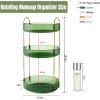 image360 Rotating Makeup Organizer for Vanity Bathroom Countertop Spinning Perfume Organizer HighCapacity Cosmetic and Skincare Dresser Make Up Holder Rack 2 Tiers GreyGem Green
