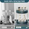image360 Rotating Makeup Organizer for Vanity Bathroom Countertop Spinning Perfume Organizer HighCapacity Cosmetic and Skincare Dresser Make Up Holder Rack 2 Tiers GreyBlue