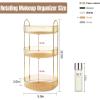 image360 Rotating Makeup Organizer for Vanity Bathroom Countertop Spinning Perfume Organizer HighCapacity Cosmetic and Skincare Dresser Make Up Holder Rack 2 Tiers GreyHonorable Gold