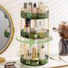 image360 Rotating Makeup Organizer for Vanity Bathroom Countertop Spinning Perfume Organizer HighCapacity Cosmetic and Skincare Dresser Make Up Holder Rack 2 Tiers GreyGem Green