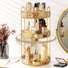 image360 Rotating Makeup Organizer for Vanity Bathroom Countertop Spinning Perfume Organizer HighCapacity Cosmetic and Skincare Dresser Make Up Holder Rack 2 Tiers GreyHonorable Gold