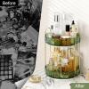 image360 Rotating Makeup Organizer for Vanity Bathroom Countertop Spinning Perfume Organizer HighCapacity Cosmetic and Skincare Dresser Make Up Holder Rack 2 Tiers GreyGem Green