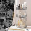 image360 Rotating Makeup Organizer for Vanity Bathroom Countertop Spinning Perfume Organizer HighCapacity Cosmetic and Skincare Dresser Make Up Holder Rack 2 Tiers YellowClassic Grey