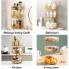 image360 Rotating Makeup Organizer for Vanity Bathroom Countertop Spinning Perfume Organizer HighCapacity Cosmetic and Skincare Dresser Make Up Holder Rack 2 Tiers YellowHonorable Gold