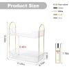 imageBathroom Counter Organizer Countertop Shelf Skincare Organizer Perfume Holder for Dresser Bathroom Countertop Tray for Cosmetic Skin Care Lipstick 2 Tiers White