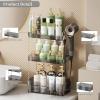 imageBathroom Counter Organizer Large Capacity Vanity Tray Shelf Organizer Easy Assembly Storage for Bathroom Undersink Cabinet and Cabinet Organization Grey 2TiersGray