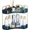 imageCorner Bathroom Counter Organizer Bathroom Countertop Shelf Makeup Organizer for Vanity Perfume Tray for Corner Storage 2 Tiers Blue