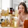 imageCorner Bathroom Counter Organizer Bathroom Countertop Shelf Makeup Organizer for Vanity Perfume Tray for Corner Storage 3 Tiers WhiteGold