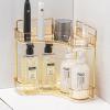 imageCorner Bathroom Counter Organizer Bathroom Countertop Shelf Makeup Organizer for Vanity Perfume Tray for Corner Storage 3 Tiers WhiteGold