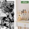 imageCorner Bathroom Counter Organizer Bathroom Countertop Shelf Makeup Organizer for Vanity Perfume Tray for Corner Storage 3 Tiers WhiteGold