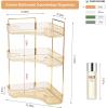 imageCorner Bathroom Counter Organizer Bathroom Countertop Shelf Makeup Organizer for Vanity Perfume Tray for Corner Storage 3 Tiers WhiteGold