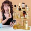 imageCorner Bathroom Counter Organizer Bathroom Countertop Shelf Makeup Organizer for Vanity Perfume Tray for Corner Storage 3 Tiers WhiteGold