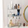 imageCorner Bathroom Counter Organizer Bathroom Countertop Shelf Makeup Organizer for Vanity Perfume Tray for Corner Storage 3 Tiers WhiteGray