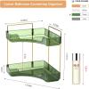 imageCorner Bathroom Counter Organizer Bathroom Countertop Shelf Makeup Organizer for Vanity Perfume Tray for Corner Storage 3 Tiers WhiteGreen