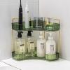 imageCorner Bathroom Counter Organizer Bathroom Countertop Shelf Makeup Organizer for Vanity Perfume Tray for Corner Storage 3 Tiers WhiteGreen