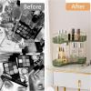 imageCorner Bathroom Counter Organizer Bathroom Countertop Shelf Makeup Organizer for Vanity Perfume Tray for Corner Storage 3 Tiers WhiteGreen
