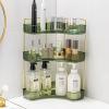 imageCorner Bathroom Counter Organizer Bathroom Countertop Shelf Makeup Organizer for Vanity Perfume Tray for Corner Storage 3 Tiers WhiteGreen