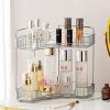 imageCorner Bathroom Counter Organizer Bathroom Countertop Shelf Makeup Organizer for Vanity Perfume Tray for Corner Storage 3 Tiers WhiteGrey