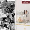 imageCorner Bathroom Counter Organizer Bathroom Countertop Shelf Makeup Organizer for Vanity Perfume Tray for Corner Storage 3 Tiers WhiteGrey