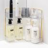 imageCorner Bathroom Counter Organizer Bathroom Countertop Shelf Makeup Organizer for Vanity Perfume Tray for Corner Storage 3 Tiers WhiteWhite