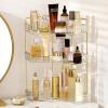 imageCorner Bathroom Counter Organizer Bathroom Countertop Shelf Makeup Organizer for Vanity Perfume Tray for Corner Storage 3 Tiers WhiteWhite