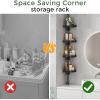 imageCorner Shower Caddy Tension Pole 4layer adjustable storage rack Rustproof bathroom organizer for shower and bathtubDrill FreeFits 3346 to 124 Inch Height Black Black four layersBlack four layers
