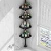 imageCorner Shower Caddy Tension Pole 4layer adjustable storage rack Rustproof bathroom organizer for shower and bathtubDrill FreeFits 3346 to 124 Inch Height Black Black four layersBlack four layers