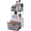 image2Drawer Bathroom Makeup Organizer MultiPurpose Makeup Storage Rack with Cosmetic Counter Organizer 2Tier Grey