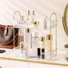 imageBathroom Counter Organizer Countertop Shelf Skincare Organizer Perfume Holder for Dresser Bathroom Countertop Tray for Cosmetic Skin Care Lipstick 2 Tiers White