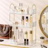 imageBathroom Counter Organizer Countertop Shelf Skincare Organizer Perfume Holder for Dresser Bathroom Countertop Tray for Cosmetic Skin Care Lipstick 3 Tiers White