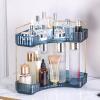 imageCorner Bathroom Counter Organizer Bathroom Countertop Shelf Makeup Organizer for Vanity Perfume Tray for Corner Storage 2 Tiers Blue