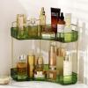 imageCorner Bathroom Counter Organizer Bathroom Countertop Shelf Makeup Organizer for Vanity Perfume Tray for Corner Storage 3 Tiers WhiteGreen