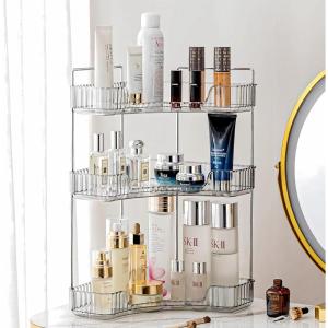 imageCorner Bathroom Counter Organizer Bathroom Countertop Shelf Makeup Organizer for Vanity Perfume Tray for Corner Storage 3 Tiers WhiteGray
