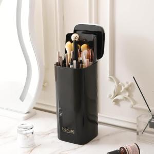 imageMakeup Brush Holder with Lid Cosmetic Tools OrganizerBlackBlack