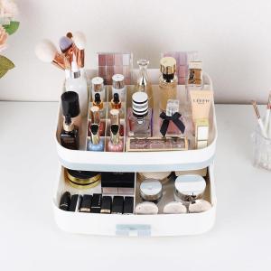 imageMakeup Organizer for Vanity Large Capacity Drawer Bathroom Counter Organizer for Cosmetic Skincare Lipstick Blue