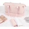 imageNISHEL Womens 2in1 Weekender Duffle Bag Large Capacity Duffle Bag with MultiPocket Overnight Tote for Travel Carry On Personal Item Pink