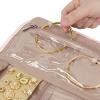 imageNISHEL Travel Jewelry Organizer Case Foldable Storage Roll for Necklaces Earrings Bracelets Rings Watch Pink