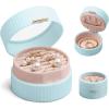 imageCANITORON Small Travel Jewelry BoxMini Portable HIPS Plastic Jewelry Organizer 2Layers Display Storage Case for Women EarringsEarring BacksNecklacesBraceletsLipstickRingsBlue