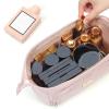 imageNISHEL Travel Makeup Bag for Women with Custom Front Pockets Large Wideopen Case Portable Essentials Organizer To Hold TravelSize Accessory Bottles Cosmetics Brushes And More PinkPink