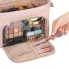 imageNISHEL Travel Makeup Bag for Women with Custom Front Pockets Large Wideopen Case Portable Essentials Organizer To Hold TravelSize Accessory Bottles Cosmetics Brushes And More PinkPink