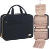 imageNISHEL Travel Toiletry Bag for women Portable Hanging Organizer for FamilySized Shampoo Conditioner Brushes Set Makeup Accessories Extra Large Size Black