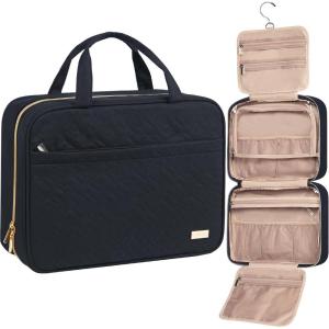 imageNISHEL Travel Toiletry Bag for women Portable Hanging Organizer for FamilySized Shampoo Conditioner Brushes Set Makeup Accessories Extra Large Size Black