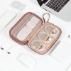 imageNISHEL Travel Cord Organizer Case Double Layers Tech Electronic Bag Essentials for Charger Cable Phone Flash driveLakeBlueRosewood Pink