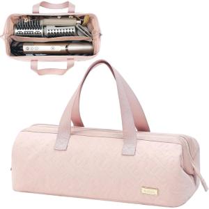 imageNISHEL Hair Tools Travel Carrying Bag Portable Hair Air Wrap Dryer Case Hair DryerCurling IronAirstraight Attachment Organizer AegeanBluePink