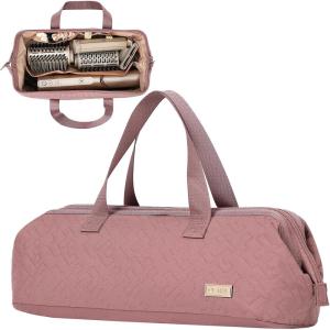 imageNISHEL Hair Tools Travel Carrying Bag Portable Hair Air Wrap Dryer Case Hair DryerCurling IronAirstraight Attachment Organizer AegeanBlueRosewoodpink